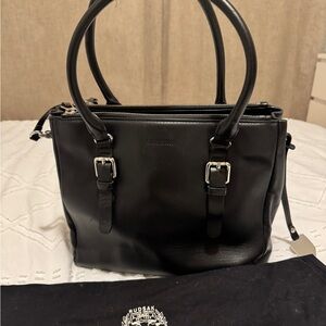 RUDSAK Black Leather Tote with Silver Buckles